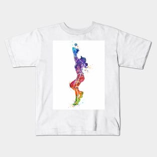 Girl Baseball Catcher Watercolor Kids T-Shirt